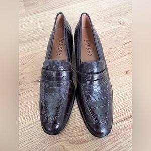 Lauren Ralph Lauren Womens Crocodile Print Penny Loafers | Brown Leather | 6.5B